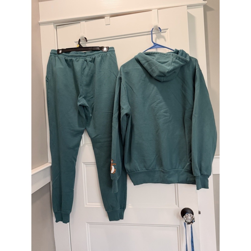 Tom and Jerry Graphic Hoodie & Joggers Set Teal Green Two Piece Tracksuit Size M - Picture 3 of 4